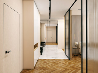 modern hallway in light colors