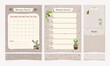 Set of minimal planner templet with monthly, weekly and note page design template