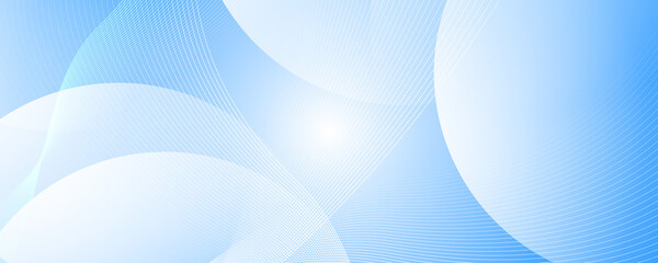 Wall Mural - Abstract blue banner design background with circle light.  Modern light blue abstract technology gradient business background wallpaper with geometric shapes