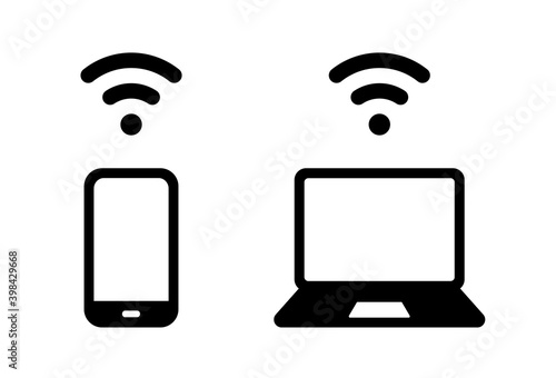 スマホとpcの共有のイラストセット 通信 スマートフォン パソコン Wi Fi ワイヤレス 無線 Buy This Stock Vector And Explore Similar Vectors At Adobe Stock Adobe Stock