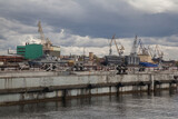 Fototapeta Kwiaty - Russian industrial port cityscape