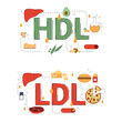 Illustration of high density lipid issue (HDL) and low desity lipid (LDL).