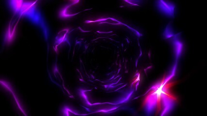 Wall Mural - Abstract background flight through neon light wormhole subspace tunnel loop
