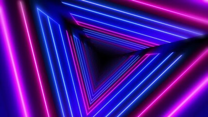 Wall Mural - Abstract background flight through neon light digital tunnel loop