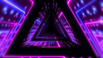 Wall Mural - Abstract background flight through neon light digital tunnel loop