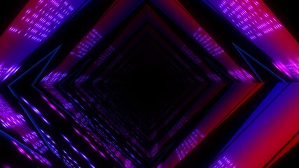 Wall Mural - Abstract background flight through neon light digital tunnel loop