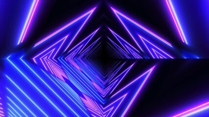 Wall Mural - Abstract background flight through neon light digital tunnel loop