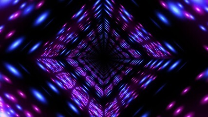 Wall Mural - Abstract background flight through neon light digital tunnel loop