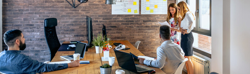 group of people in a business meeting to organize work