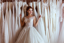 Portrait Of A Young Bride In A Luxurious Wedding Dress.