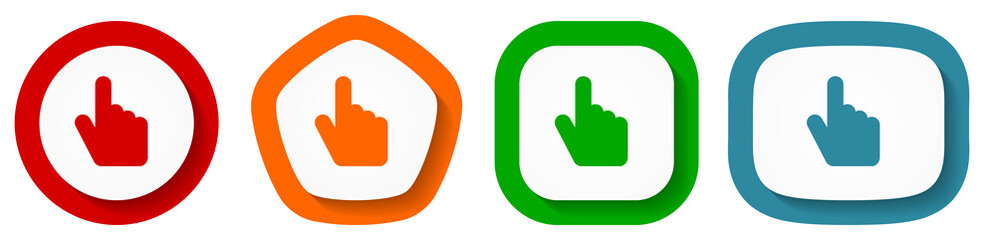 Leinwandbilder - Cursor hand vector icon set, hand flat design buttons on white background
