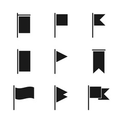 Wall Mural - vector flags icons. flags different shape, isolated. location marker symbol. mock up empty flag. vec