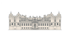 A Digital Line Drawing Of The Royal  Palace Of Holyroodhouse, Edinburgh, Scotland