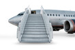 © Dushlik - Passenger airliner with a boarding ramp on the airport apron isolated on white background