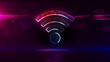 Wifi hotspot and 5G symbol abstract neon 3d illustration