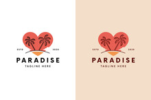 Beach Love Heart Logo Design