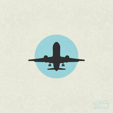 Aircraft In Sky. Airplane Isolated Silhouette. Commercial Air Travel