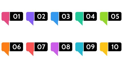 Fototapete - Bullet points, info markers. icon arrow set. Number Flags 1 to 12 Flat design list, button, isolated vector. infographic illustration.
