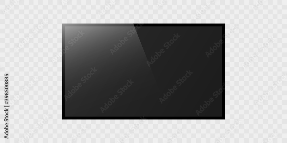Realistic TV screen on transparent background. Modern blank screen LCD ...