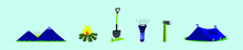Set Of Live In Nature Cartoon Icon Design Template With Various Models. Vector Illustration Isolated On Blue Background