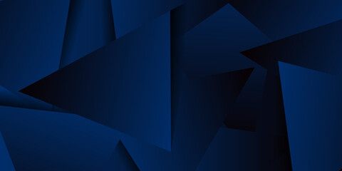 Modern 3d dark blue triangle abstract background. Technology banner with futuristic corporate concept
