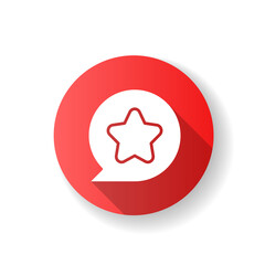 Sticker - Star red flat design long shadow glyph icon. User can mark favourite place on map. Toggle item to saved. User friendly system interface creation. Silhouette RGB color illustration