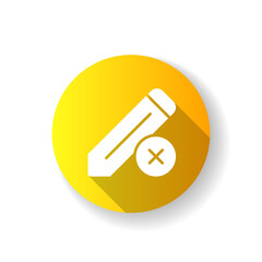 Sticker - Edit yellow flat design long shadow glyph icon. Editing process of huge text document. Reducing mistakes made by writer. Checking information. Interface items. Silhouette RGB color illustration