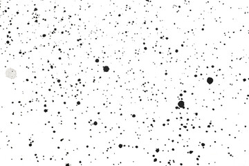 Black spots of paint and dust on a white background.