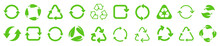 Biodegradable, Compostable, Recyclable Icon Set. Set Of Green Arrow Recycle. Mega Set Of Recycle Icon. Green Recycling And Rotation Arrow Icon Pack.Vector Illustration