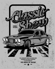 Classic Show, Illustration Of A Classic Sports Car