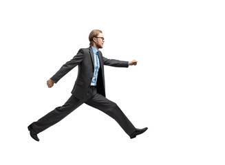 Wall Mural - man businessman jumping or running