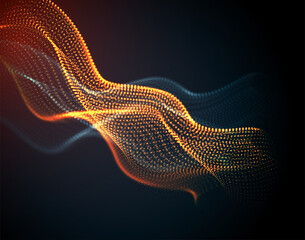 Smooth smoke particle wave, orange, blue color. Vector illustration