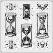 Memento mori. Hourglass, butterfly and skull. Brevity of human life. Print design for t-shirt.