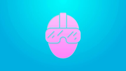 Sticker - Pink line Special forces soldier icon isolated on blue background. Army and police symbol of defense. 4K Video motion graphic animation