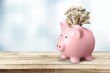 © BillionPhotos.com - Piggy bank and paper money on desk