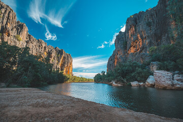 Wall Mural - a river between rocky mountains