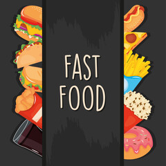 Sticker - fast food design with food icons, colorful design