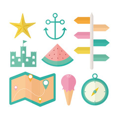 Poster - set of summer icons on a white background