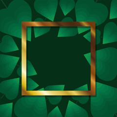 Wall Mural - frame with gold color on a green leaves background