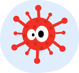 vector illustration image of the cute character of the covid 19 virus, corona virus or bacteria. in red, for logos, symbols, icons, wallpapers, backgrounds, android app or web