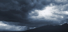 Dark Blue Dramatic Sky With Stormy Clouds