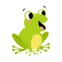 Canvas Print - Green Frog with Protruding Eyes Sitting and Quacking Vector Illustration