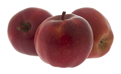 Poster - Three red apples isolated on white background close-up.