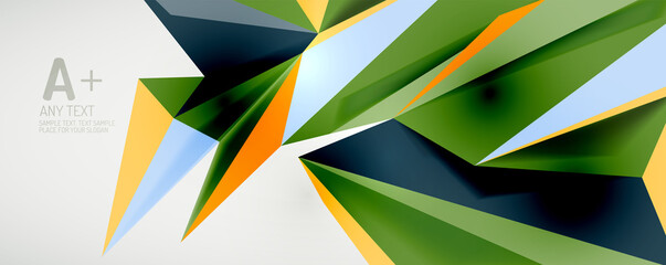 Vector triangle geometric backgrounds. Low poly 3d shape on light backdrop. Vector illustration for covers, banners, flyers and posters and other designs