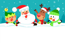 Christmas Characters On Top Of Blank Space
