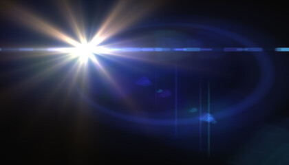Wall Mural - abstract image of sun burst lighting flare.beautiful digital lens flare in black background horizont