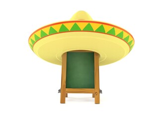 Canvas Print - Wooden blackboard with sombrero