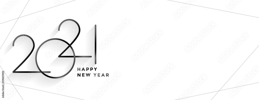 minimal style 2021 happy new year clean banner design - obrazy, fototapety, plakaty 