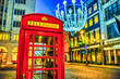 Traditional telephone box in Christmas at Bond Street in London. England