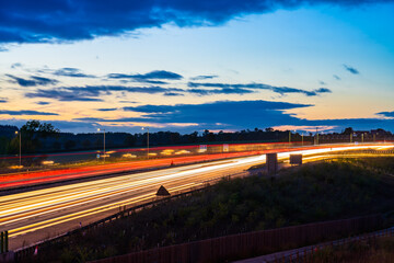 Sticker - Traffic light trails on M1 motorway at dusk